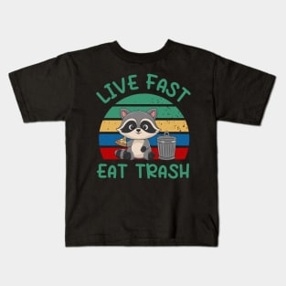 Raccon Live Fast Eat Trash   Vintage Kids T-Shirt